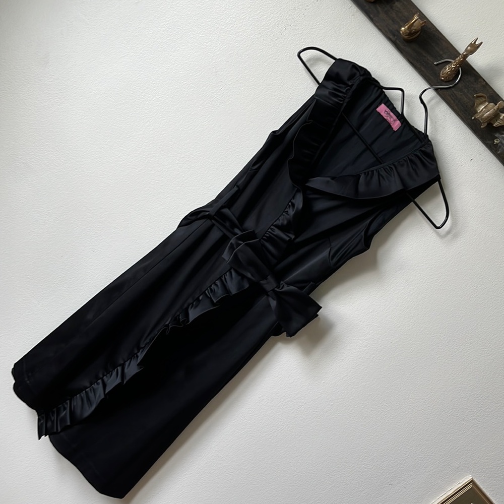 Used Eliza J New York Black Satiny Ruffle Dress